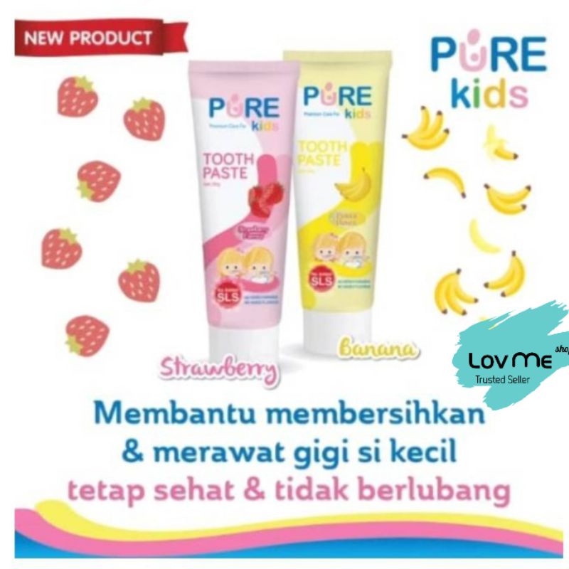 lov me❤ Pure Kids Pasta Gigi Bayi Anak Aman Tertelan Free Fluoride -Free SLS Paraben