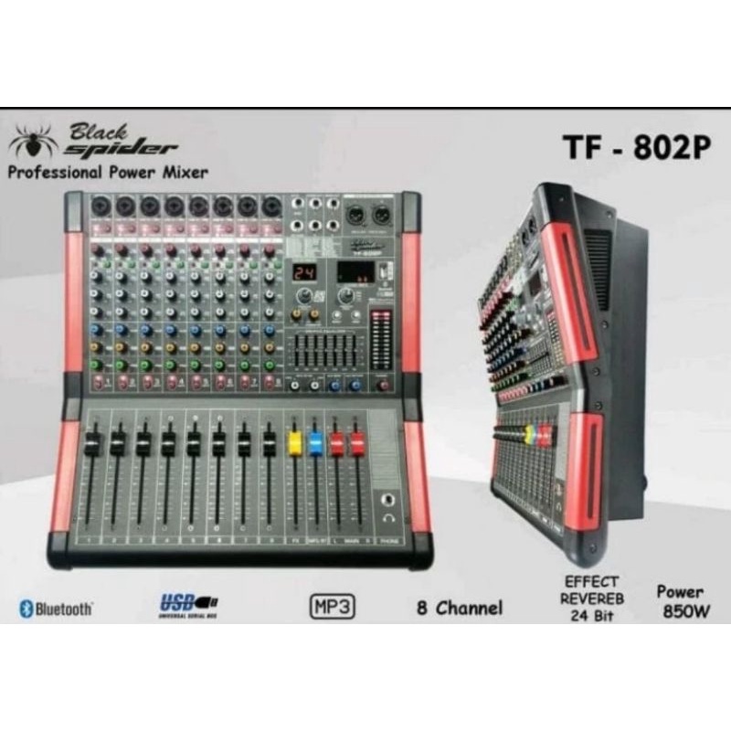 POWER MIXER BLACK SPIDER TF-802P (8chanel)