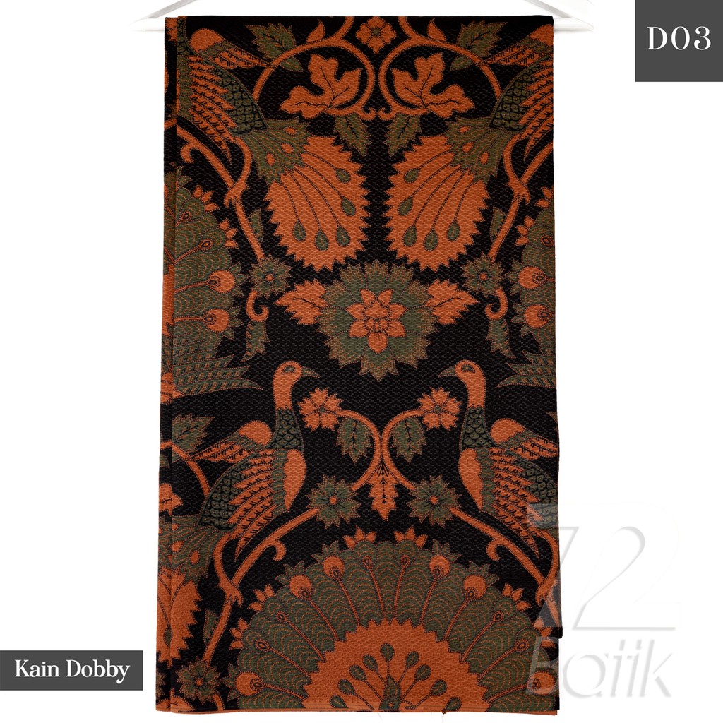 KAIN BATIK PREMIUM Dobby Motif Kembang Merak Warna Hitam Orange Merah Dolbi Dobi Doby 722795 Cap 72 Jarik Jarit Samping Kebat Panjang Batik Dobby Modern Premium Bahan Seragam Batik Pernikahan Kantor Keluarga Murah Kamen Jadi Batik Bali Lembaran