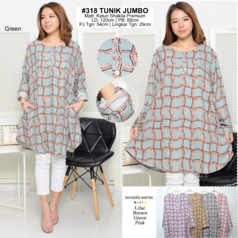 Tunik Wanita Jumbo, Katun Shakilla Kotak