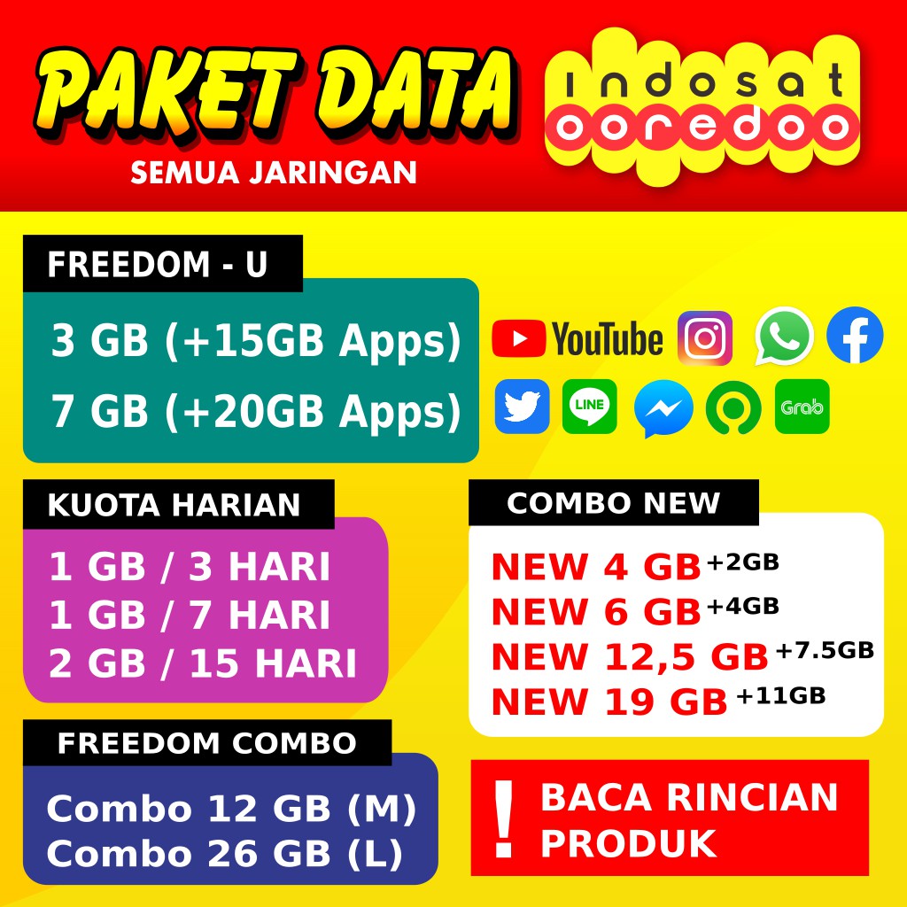 PAKET DATA INDOSAT UNLIMITED, MINI, FREEDOM COMBO ...