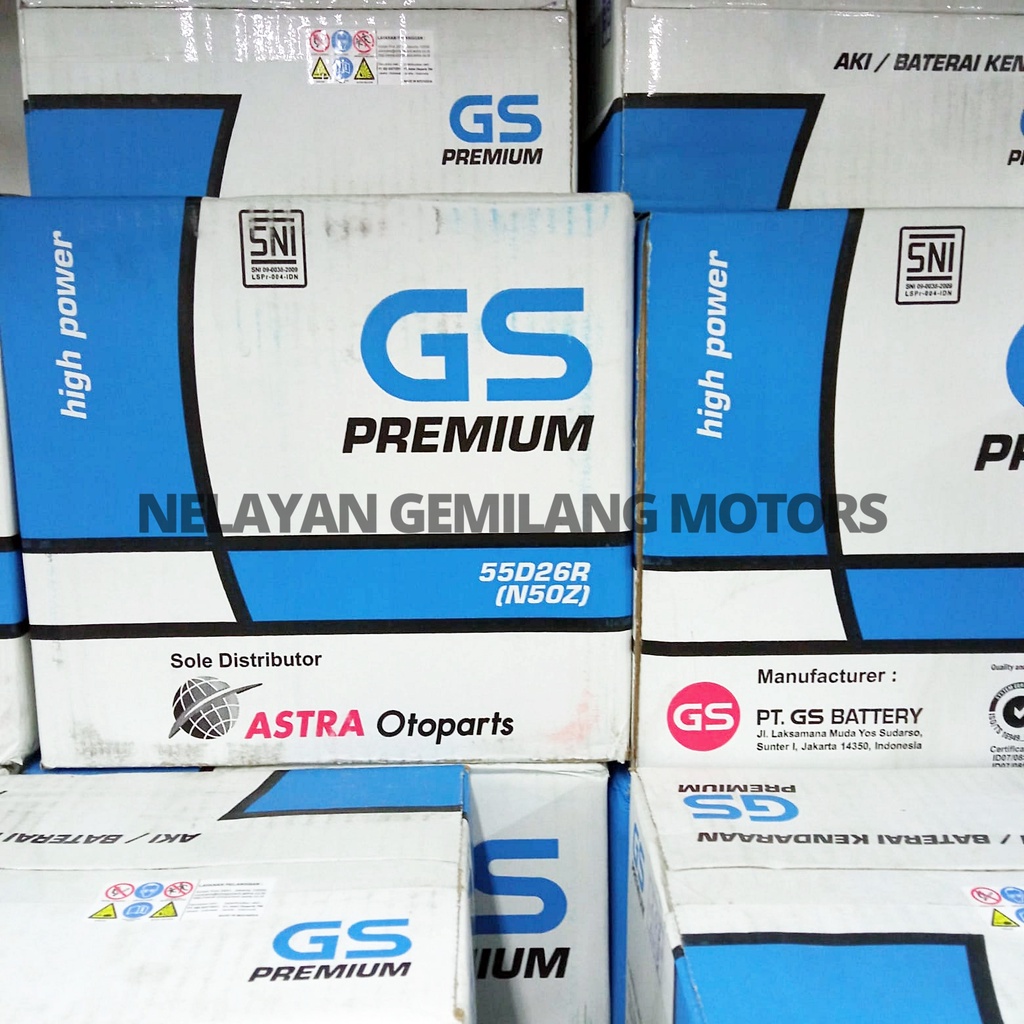 AKI GS ASTRA OTOPARTS ASLI TIPE N50Z (55D26R) BASAH