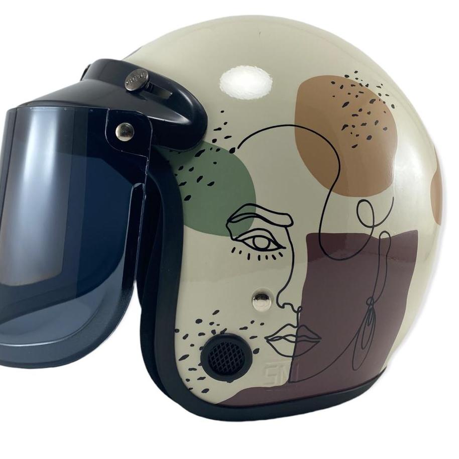 Terbaru Helm Bogo Retro Mamasista + Kaca Datar Helm Wanita ,