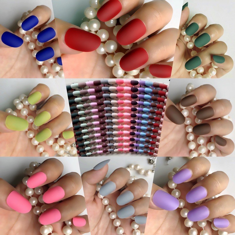 1 set 24 KUKU OVAL SHORT MATTE PART 2 || BELUM TERMASUK LEM || FAKE NAILS NATURAL OVAL MATTE SHORT