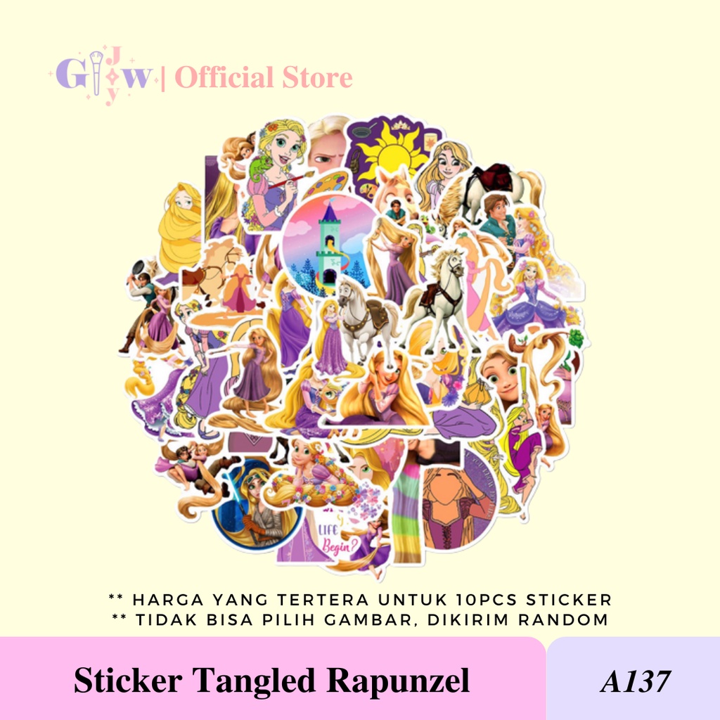 A137 STICKER 10PCS (TANGLED RAPUNZEL) anti air notebook scrapbook label tempel motif kartun superhero super hero unik lucu atk alat tulis kantor murah viral termurah kartun komputer leptop handphone hp smartphone koper laptop tembok kulkas disney anime