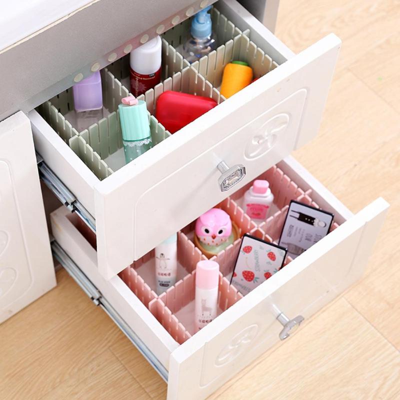 4pcs/Set Adjustable Plastic Drawer Divider / DIY Storage Shelves Household Storage Organizer