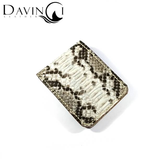 Dompet Handmade Pria Full Kulit Ular Python Asli Warna Natural White