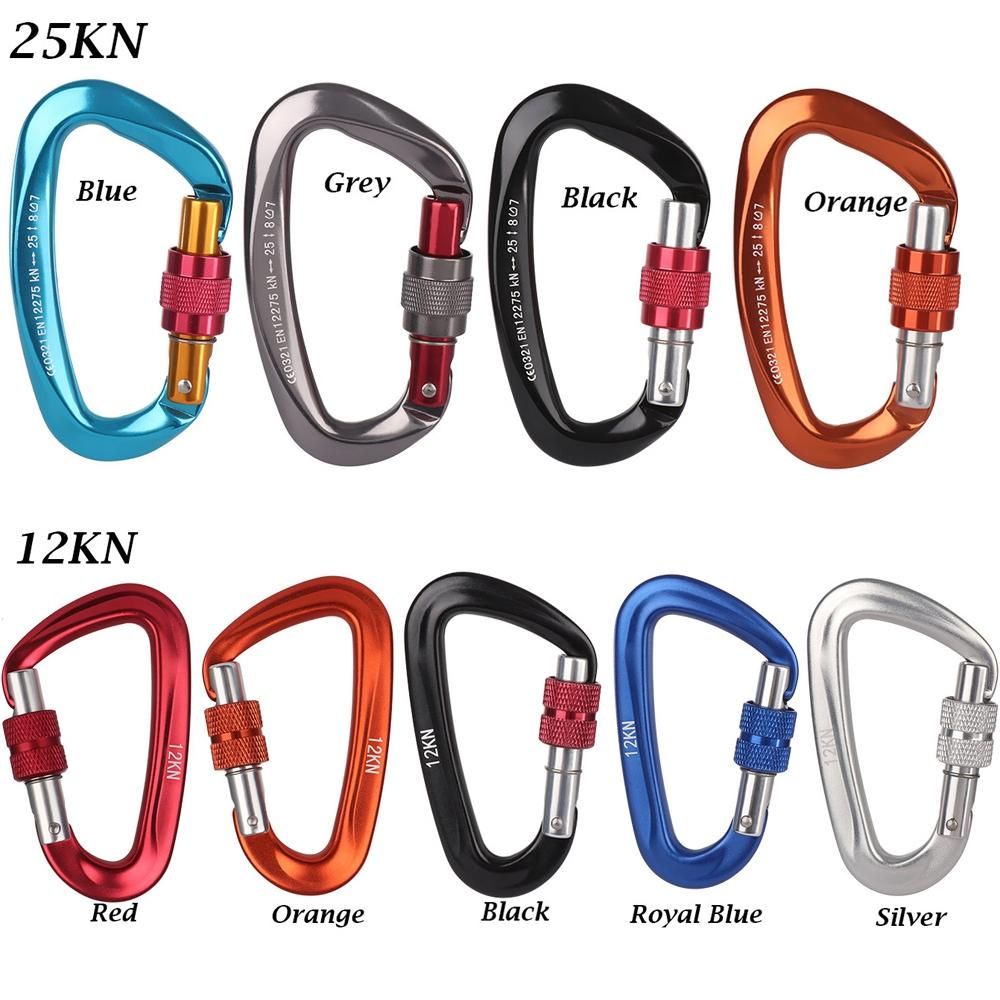 Kait Carabiner Bentuk D Bahan Aluminum 12 / 25kn Untuk Panjat Tebing