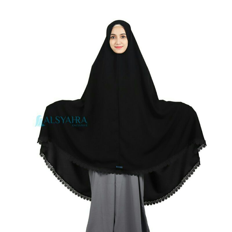 Set Khimar Alshams Niqab Bandana Poni Jetblack Alsyahra Exclusive