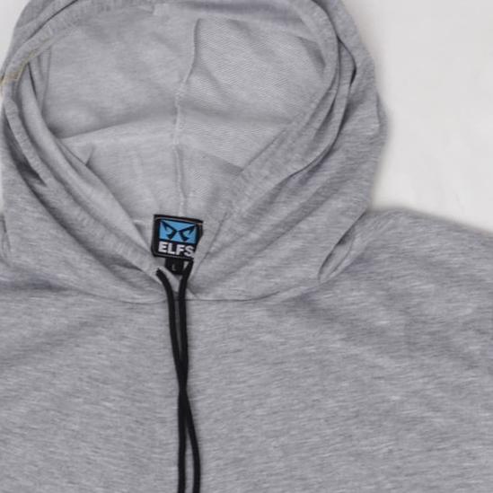 ♚ Elfs - Kaos Pria Lengan Panjang Hoodie Kantong Terry Polos - Hitam, XXL ➻