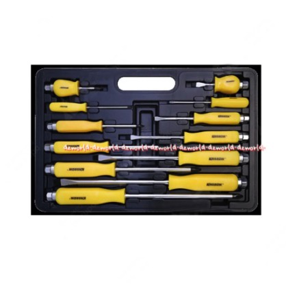 Krisbow Screwdriver Set 12pcs Perkakas Mekanik Set Obeng 1set Screw Driver Membuka Mengencangkan Baut Kris Bow