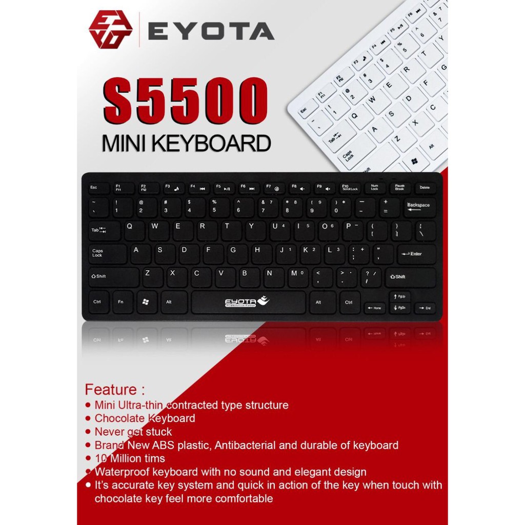 Keyboard mini eyota office wired usb membrane tkl S5500 S-5500