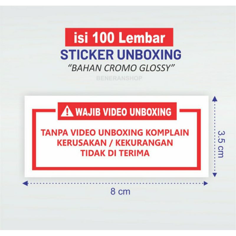 Stiker video unboxing - Sticker UNBOXING 3.5 x 8