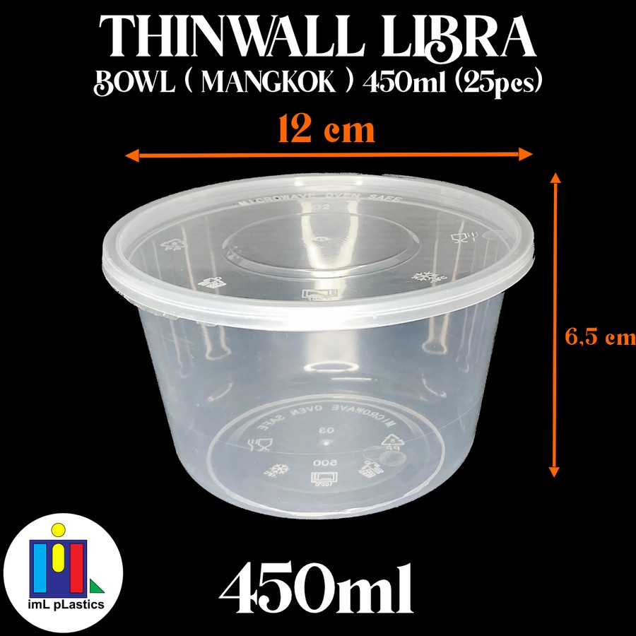 Kotak Makan Plastik THINWALL LIBRA ROUND 450ml-1 set 25pcs