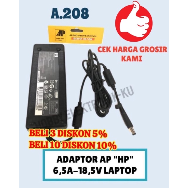 ADAPTOR ORIGINAL AP “HP” 6,5A - 18,5V/19V LAPTOP BESAR