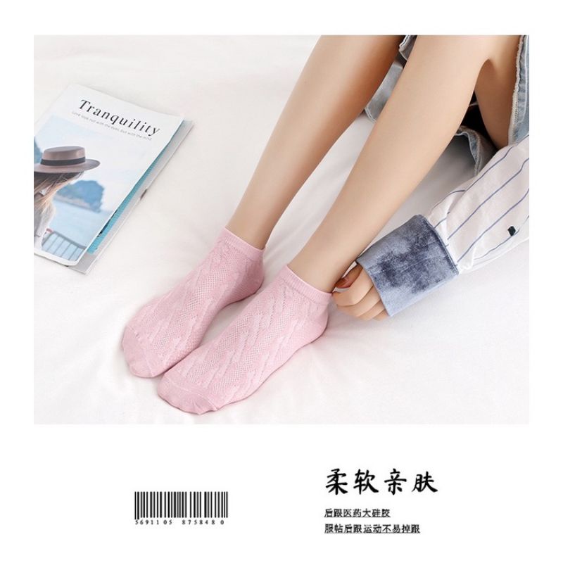 [COD] Kaos Kaki Wanita Pendek Import Warna Pastel Cute Kaos Kaki Polos Motif Timbul Ala Korea Semata Kaki Women Sock