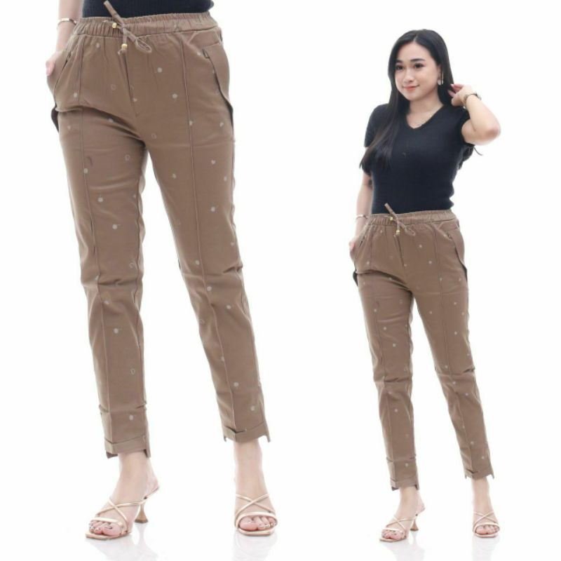 Celana Wanita Baggy Pants Bahan Twill Streat Mulur