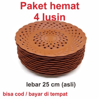 4 lusin LJR Paket hemat Piring anyaman rotan Plastik 48 PCS / piring plastik / piring anyam