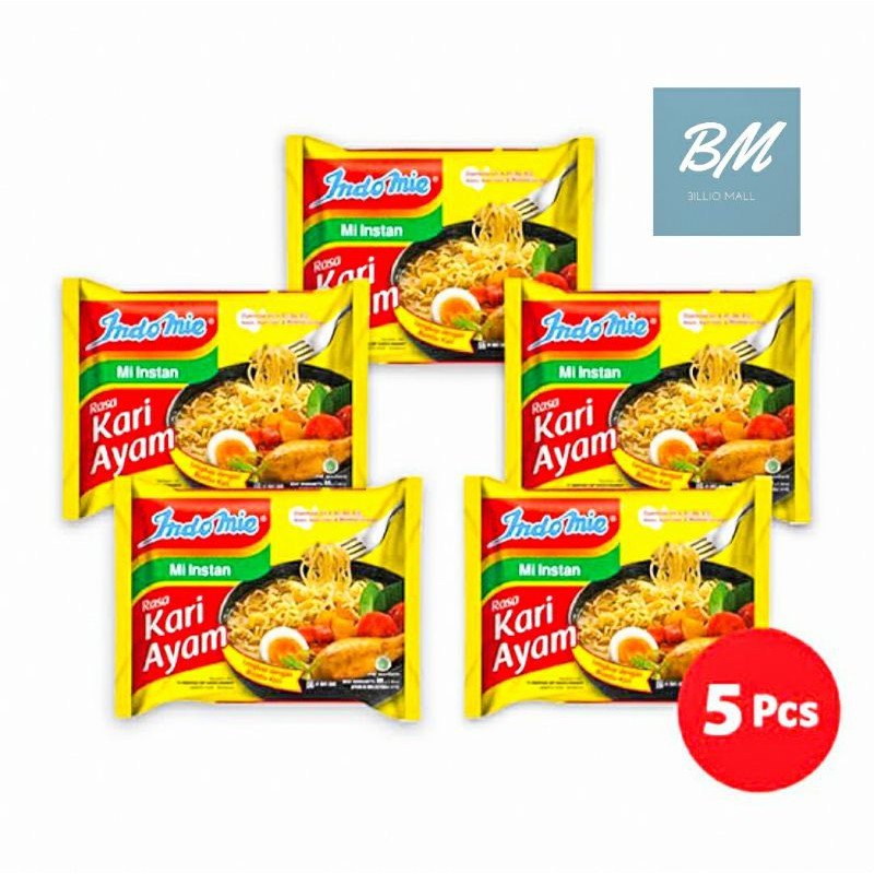 

Indomie Kari Ayam 5 Pcs / Mie Indomie Kuah Rasa Kari Ayam 5 Bungkus / Indomie Rasa Kari Ayam 5 x 72 gr