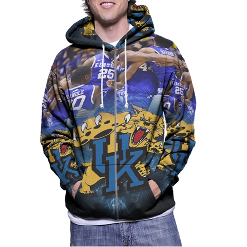 Jaket Hoodie UK Kentucky Wildcats Hoodie Fullprint Casual Zipper Hoodie Fullprint New Casual Unisex 