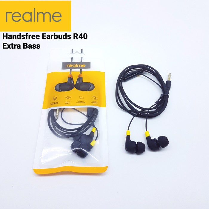 Promo Terbaru!!! Headset Earphone Realme R-40 Extra Bass Untuk Gaming / Musik / Tiik Tok / Youtube Dan Lainnya