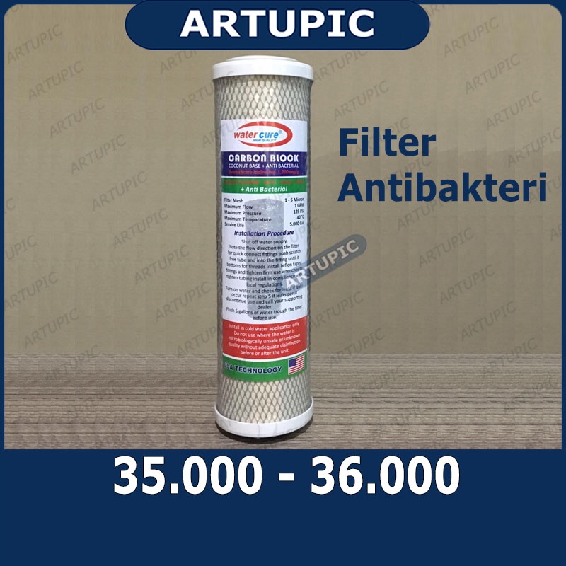 Filter Cartridge Carbon Block WITH ANTIBAKTERI ANTI BACTERIAL CTO Water Cure 10 inch Water Wizard