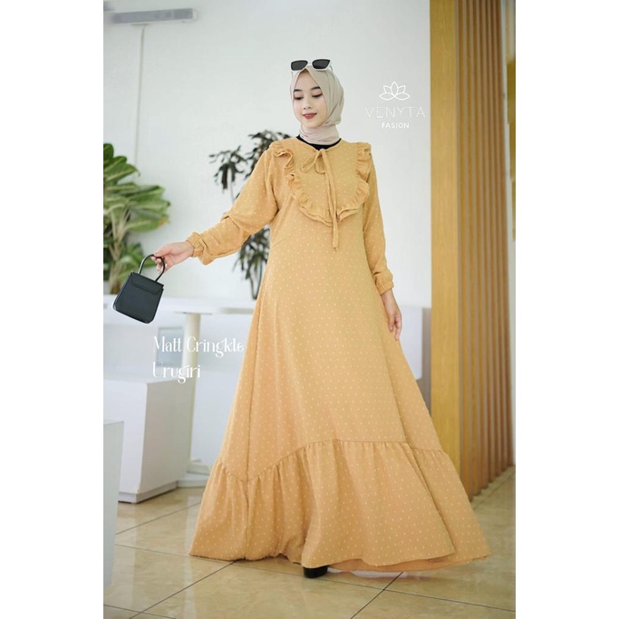 DIANTI DRESS CRINCLE RUBI ORI VENYTA LEBARAN SERIES PUTIH HITAM PASTEL