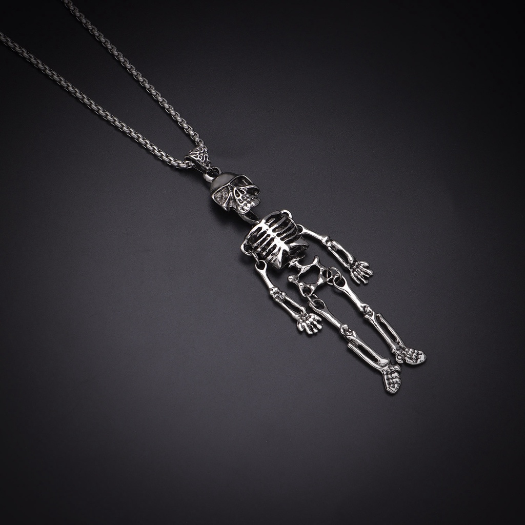 Kalung Liontin Tengkorak Bahan stainless steel Gaya punk Eropa Amerika Untuk Pria