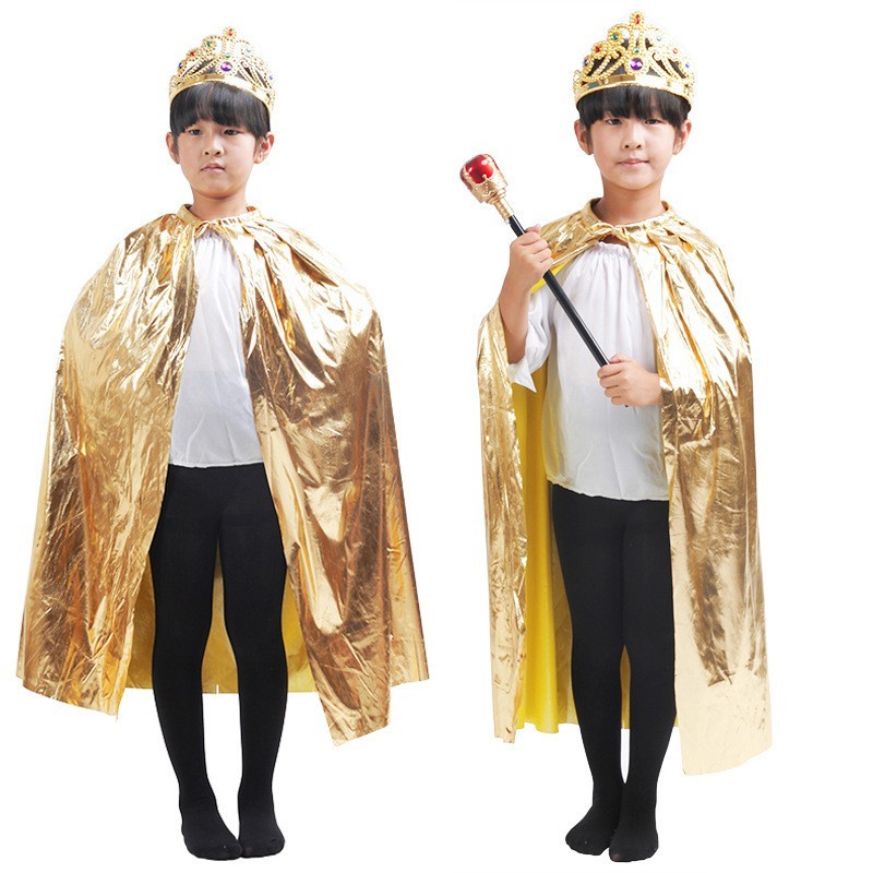 Jubah Emas Kostum Haloween Jubah Cosplay Raja Gold Halloween Costume