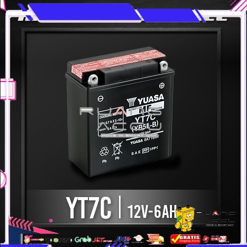 Accu/Aki Motor Kering Yuasa YT7C untuk Mio Sporty, Astrea, Mega Pro, Supra 1997-2003, Jupiter 2005, 