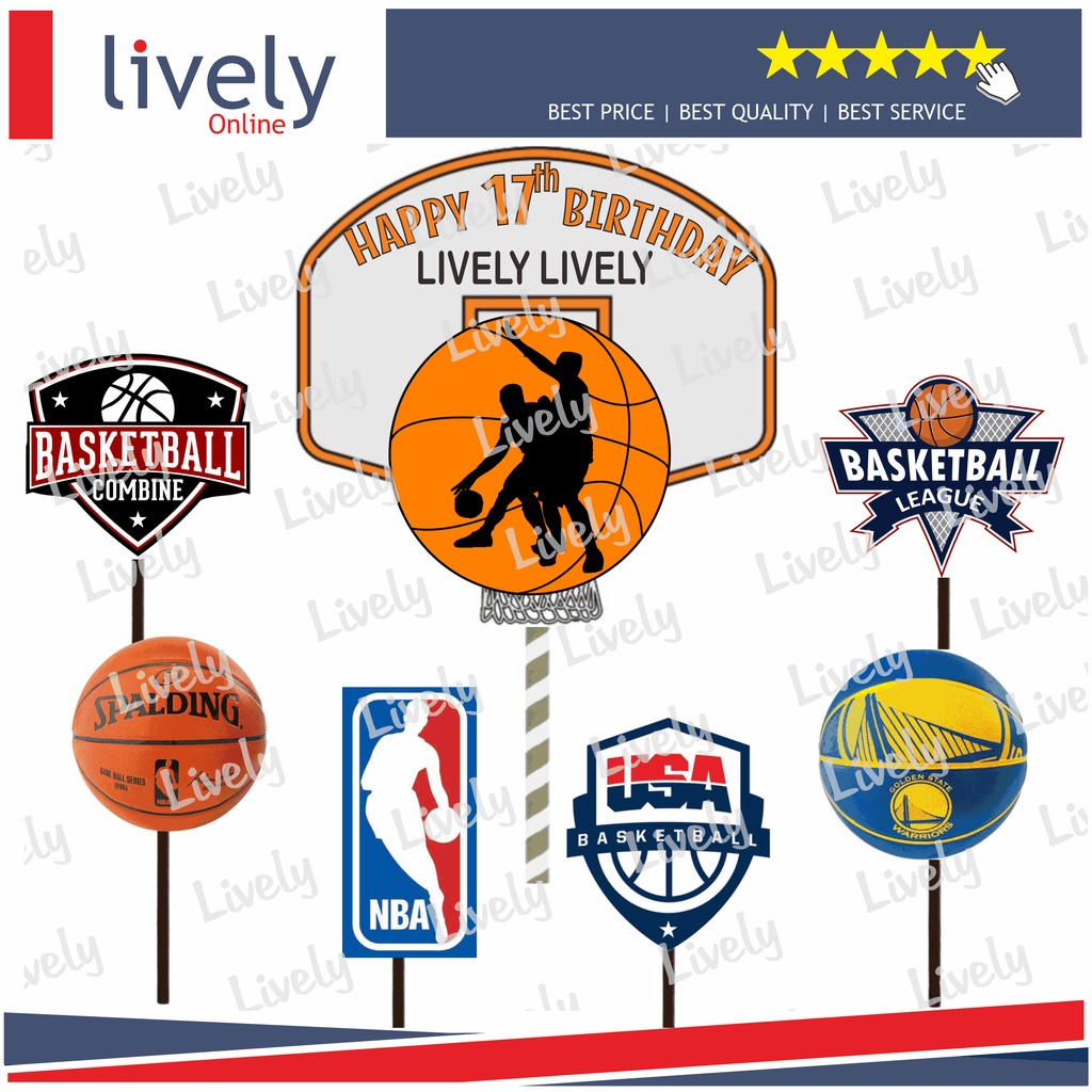 CUSTOM NAMA CAKE TOPPER KARAKTER BASKET 02 HIASAN KUE ULANG TAHUN HAPPY BIRTHDAY