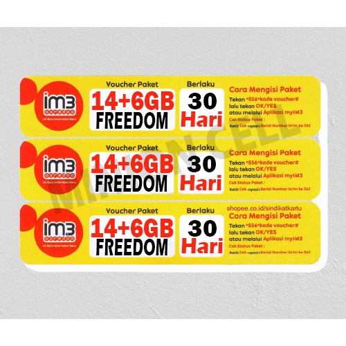 Voucher Data Kuota Indosat 14GB+6GB FREEDOM