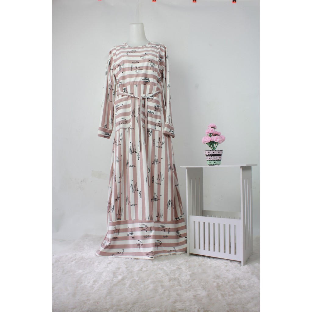 Gamis menyusui bahan babytery salur SASMITA tebal adem jumbo big size adem