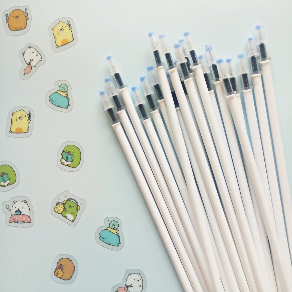 

3 pcs - Refill Pulpen Gel 0,5 mm Tinta Hitam Tabung Putih Polos