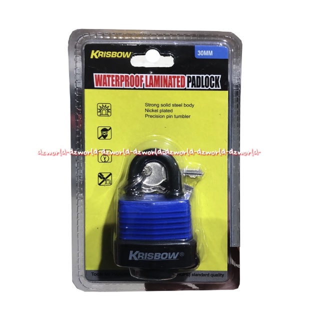 Krisbow Waterproof 30mm Laminated Padlock Gembok Untuk Outdoor Luar Ruangan Anti Karat Tahan Air Padlock Blue Yellow Gembok Ukuran 3cm Warna Biru Kuning Kris Bow