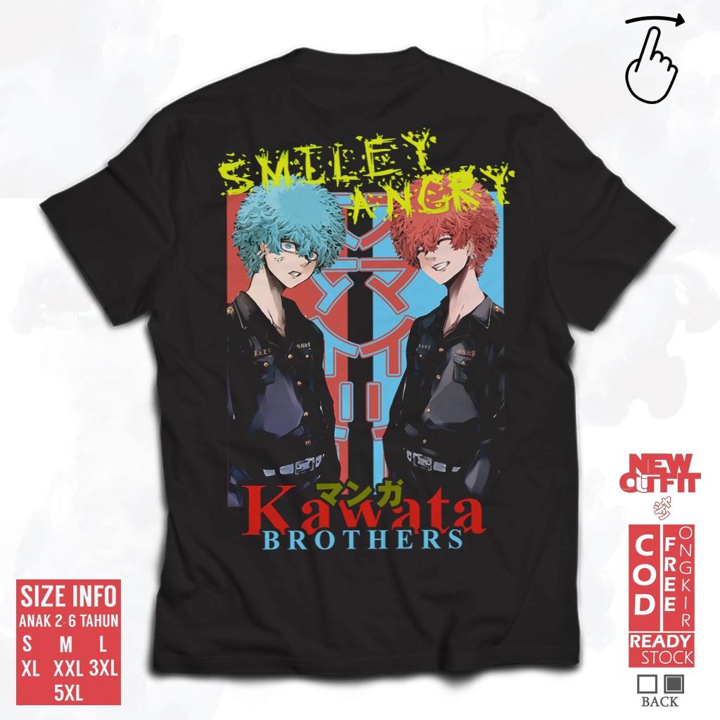Kaos SMILEY ANGRY MANJI GANG TOKYO REVENGERS Baju Jepang Manga T shirt Distro Pria Murah DISTRO