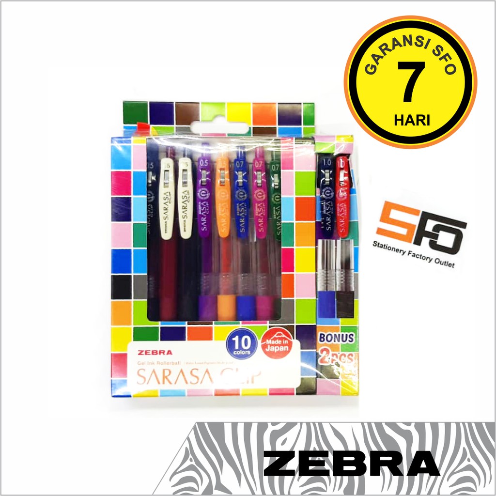 

Pen Gel Zebra Sarasa Clip Set isi 10