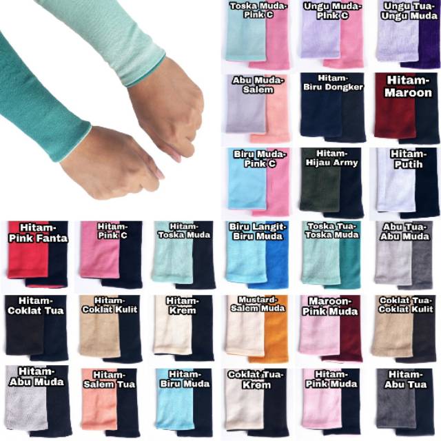 Handsock Manset Tangan 2 Warna Bahan Kaos Rib Bolak Balik 2 Tune 2 in 1 Bolbal ukuran 17cm Murah-1