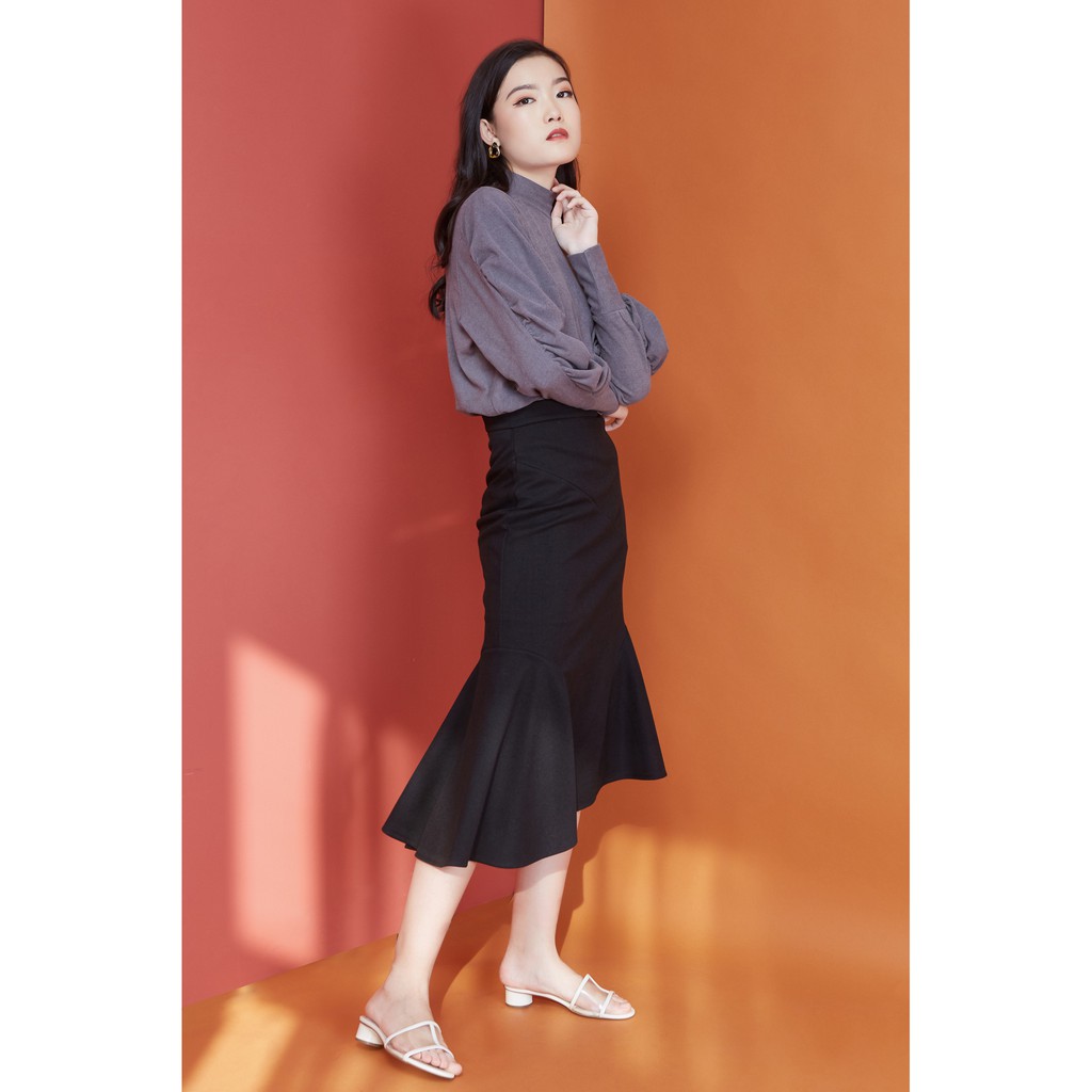 Peach Poppy Sher Skirt - Rok Midi Wanita A Line Office