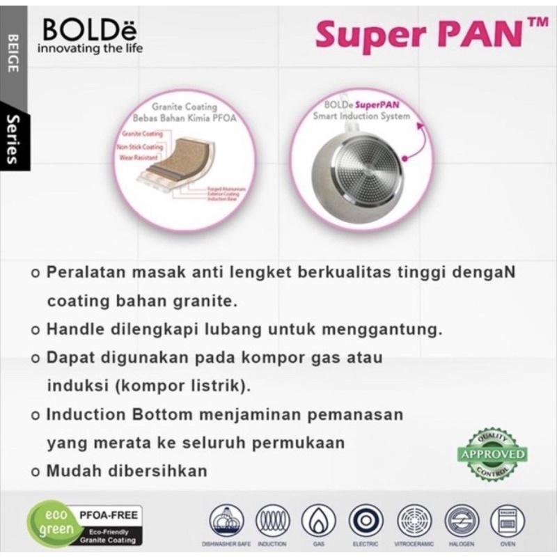 BOLDe SUPER PAN WOK PAN 24CM/ 26CM/ 28 CM/ 30CM COATING GRANITE