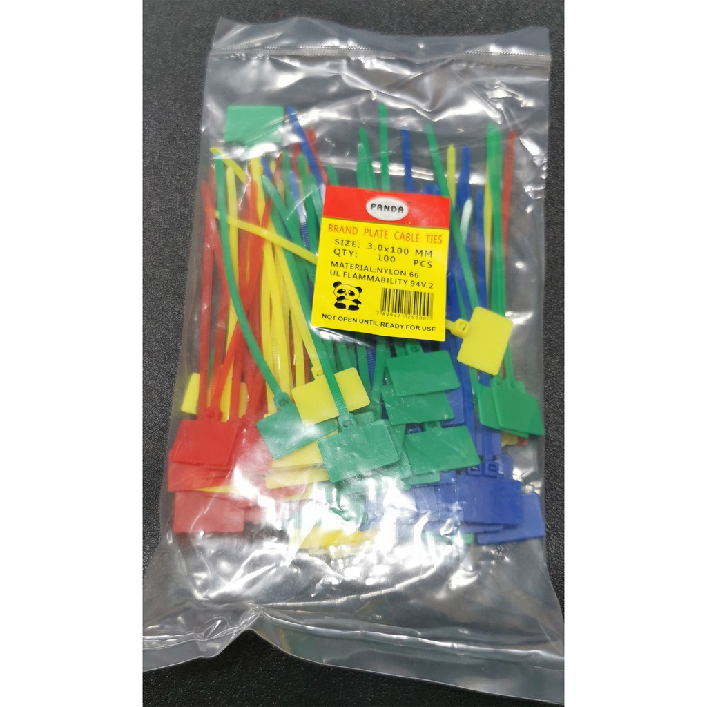 Maker TIE 4 WARNA PANDA 10cmx3mm Pengikat Kabel label / cable Ties