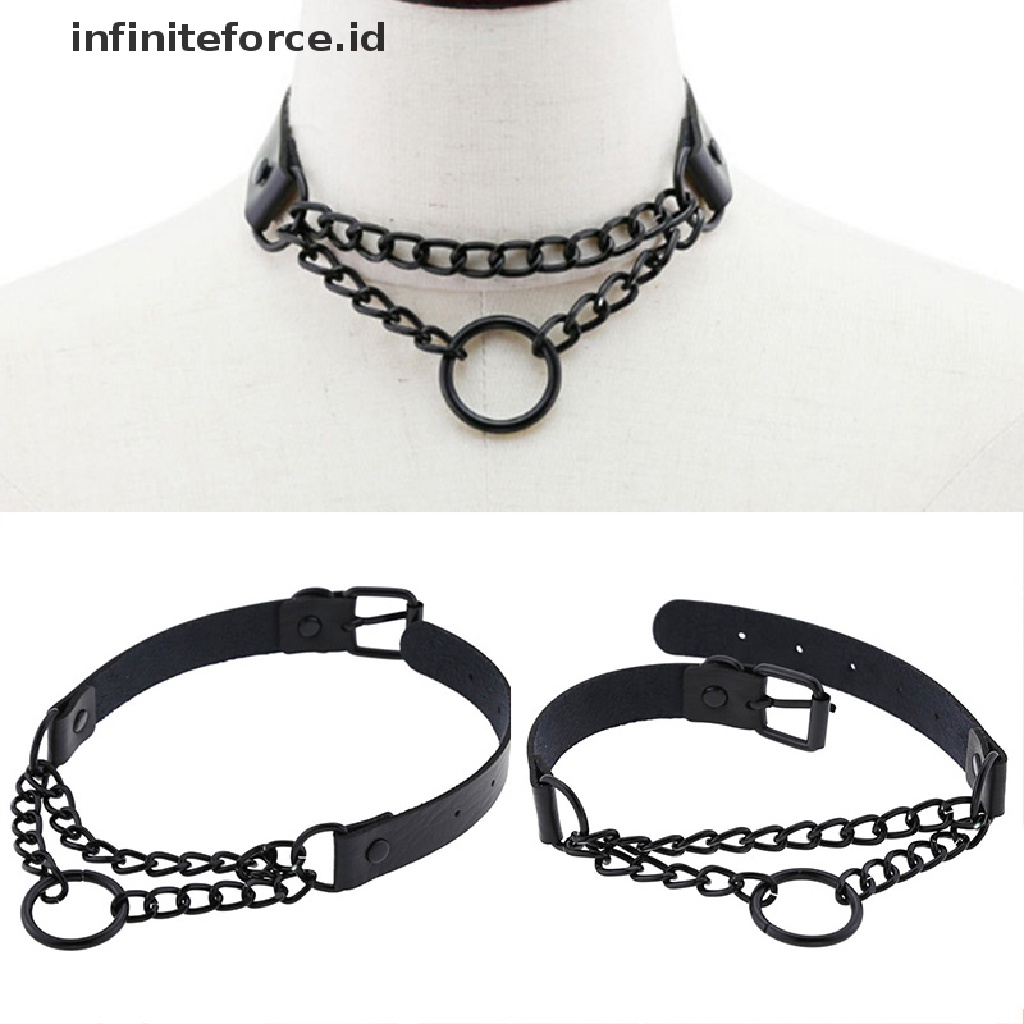 Kalung Choker Bahan Kulit Imitasi Gaya Gothic Punk