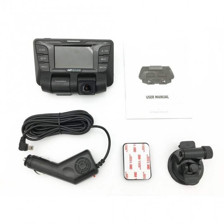 DASHCAM V28 - Dual Lens Rotatable DVR WiFi Camcorder with 2.7 inch LCD