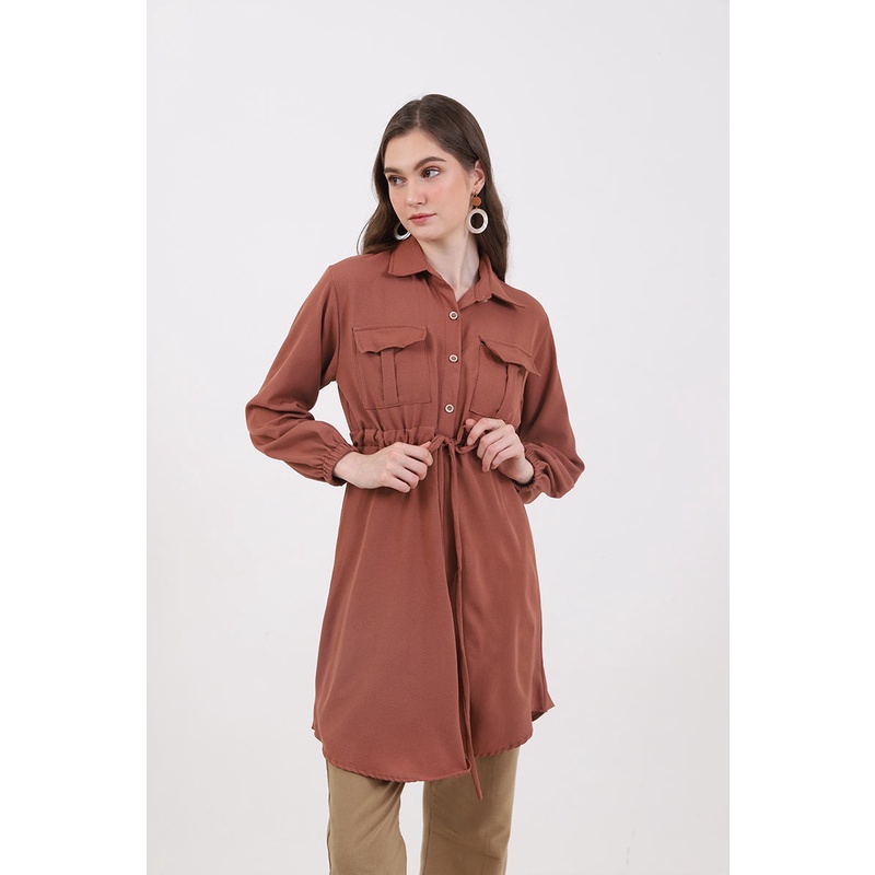 Berrybenka - Atasan Blouse Wanita Sofia Munara Drawstring Tops-6