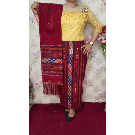 Rok Jadi dan Selendang Katun Motif Bintik KR-3