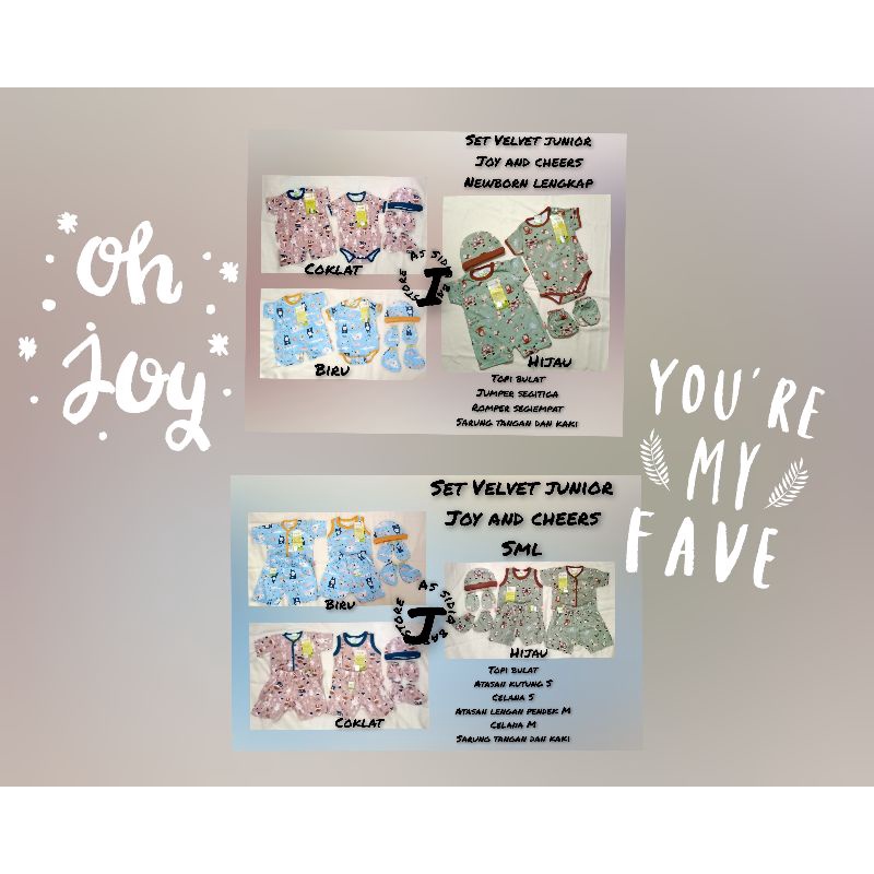 Baju bayi branded merk velvet junior joy and cheers SML, Newborn, set baju kancing lengan pendek, ba