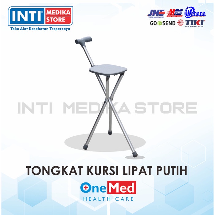 ONEMED - Tongkat Kursi Lipat Putih / Tongkat Duduk