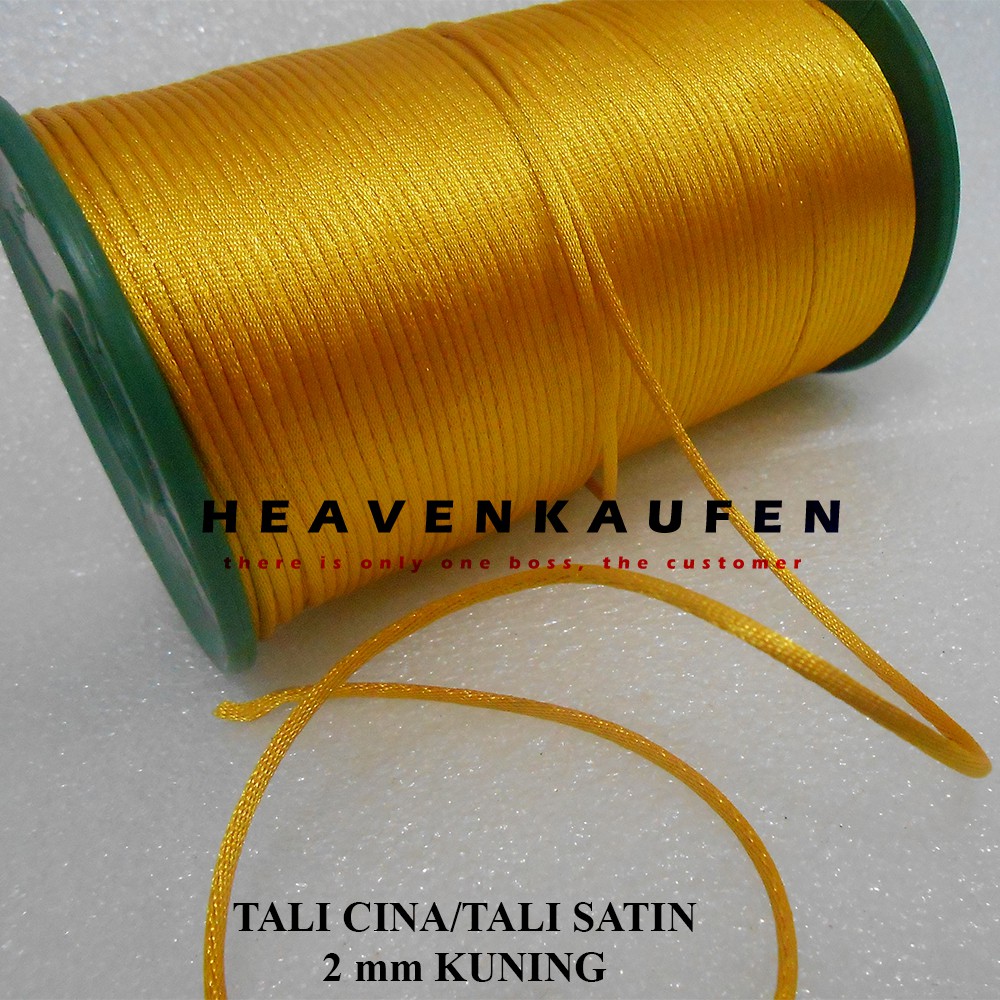 Tali Satin Cina / Tali Cina Warna Kuning Diameter 2 mm Meteran Murah