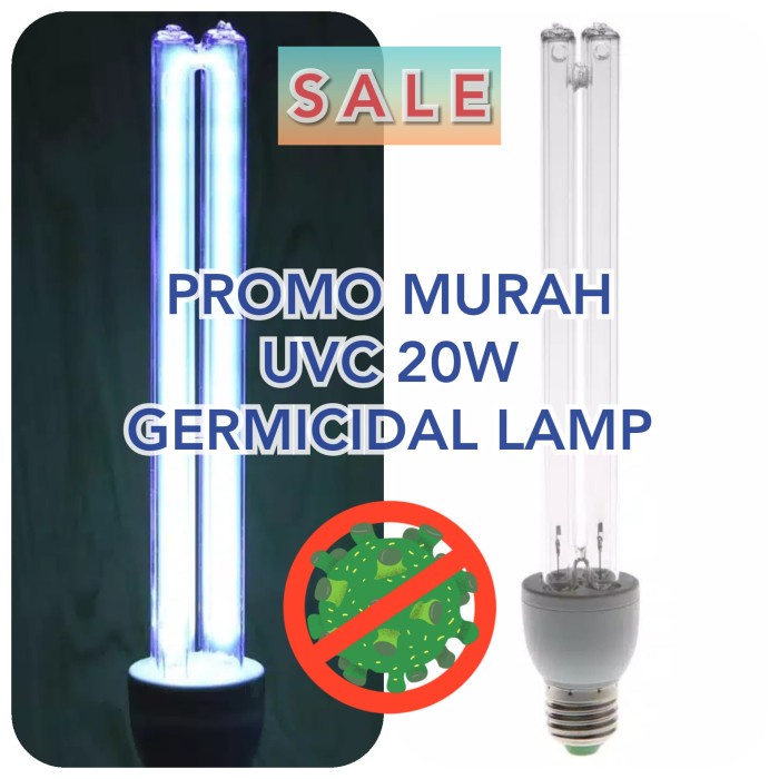 lampu UVC germicidal lamp E27 20watt model drat - pendek