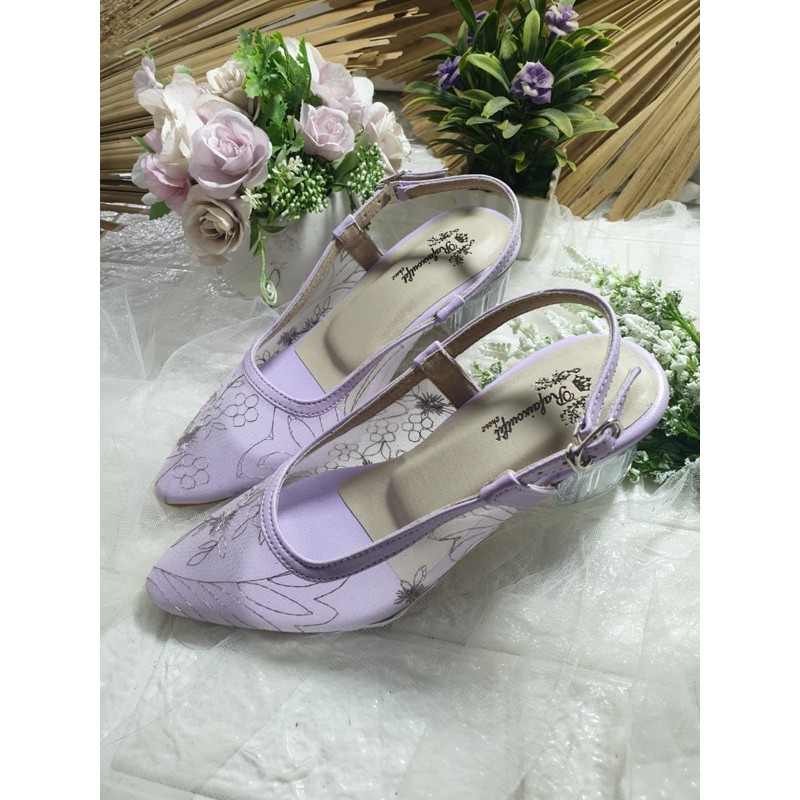 Clarissa lilac wanita cantik sepatu lilac cantik 5cm kaca